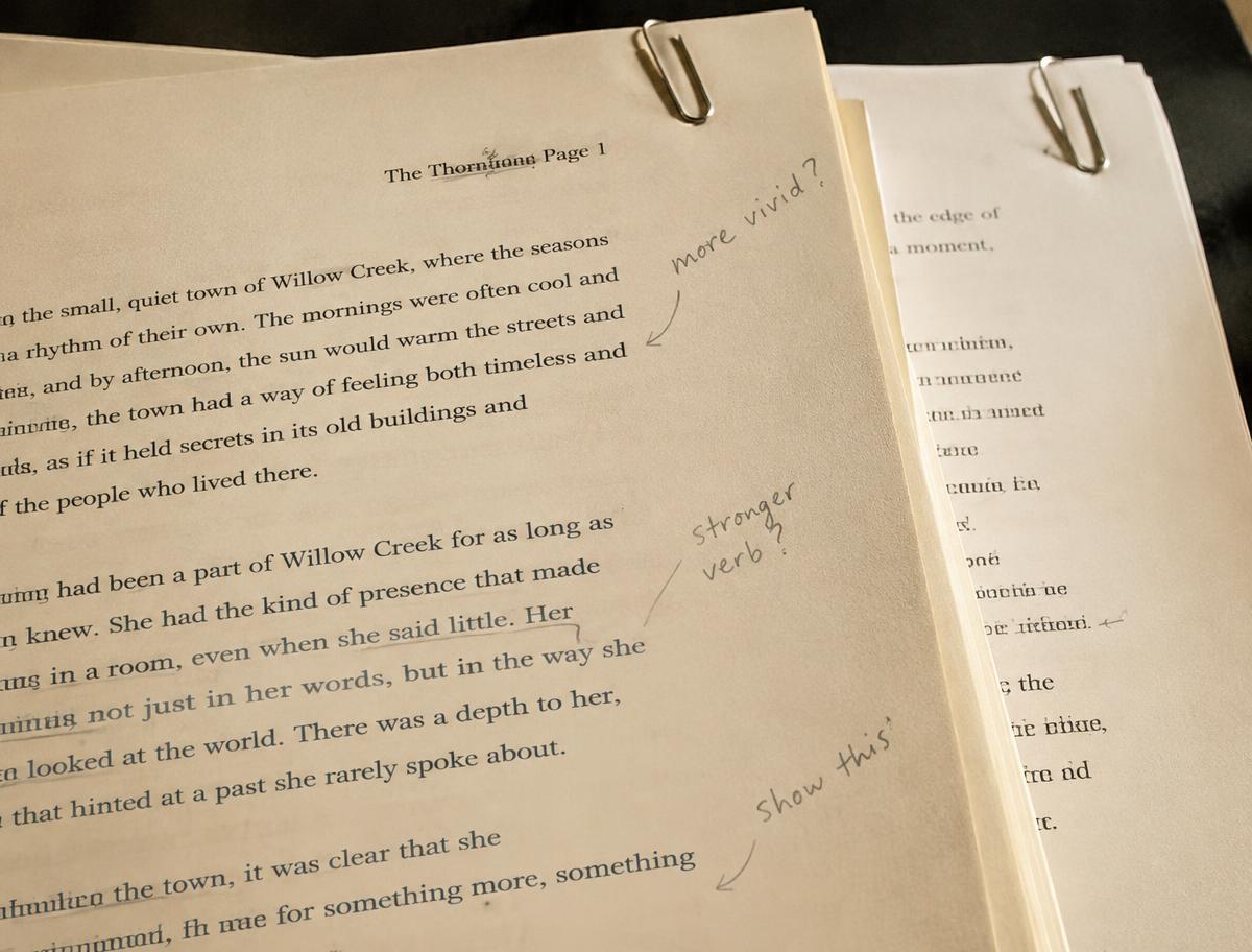 Manuscript pages with handwritten editorial notes